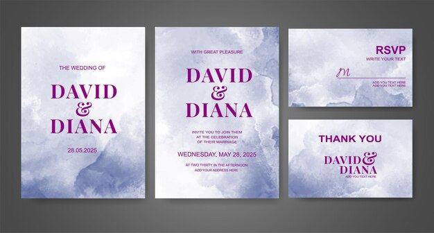 Invitación de boda con fondo de acuarela abstracta