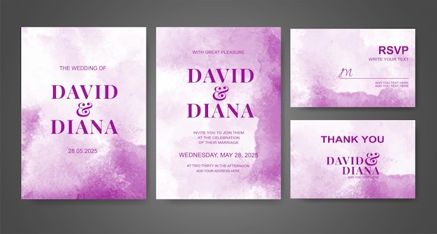 Invitación de boda con fondo de acuarela abstracta