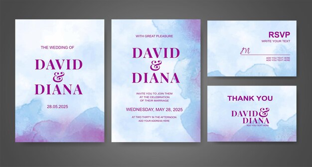 Invitación de boda con fondo de acuarela abstracta