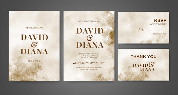 Invitación de boda con fondo de acuarela abstracta