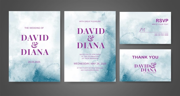 Invitación de boda con fondo de acuarela abstracta