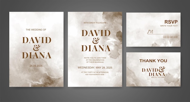 Invitación de boda con fondo de acuarela abstracta