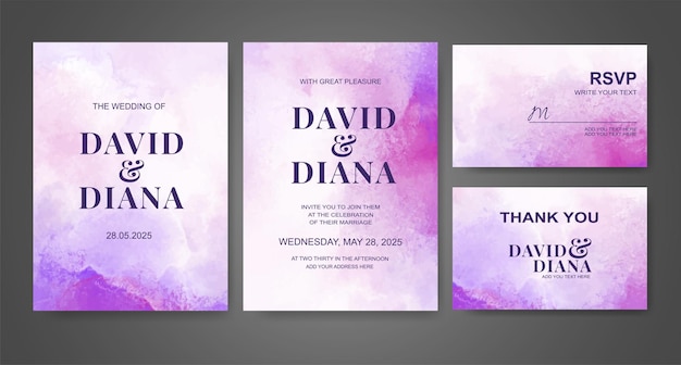 Invitación de boda con fondo de acuarela abstracta