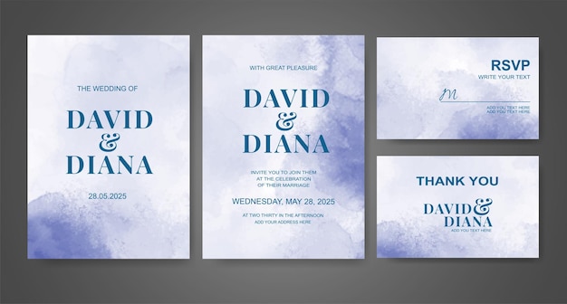 Invitación de boda con fondo de acuarela abstracta