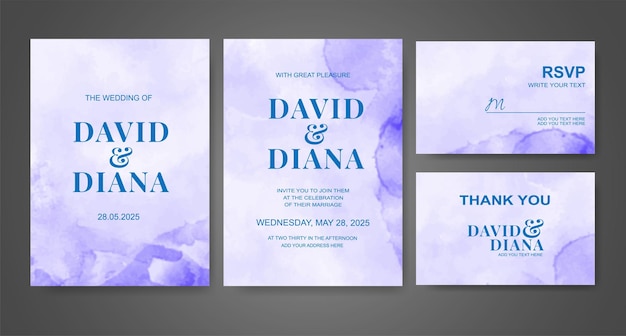 Invitación de boda con fondo de acuarela abstracta
