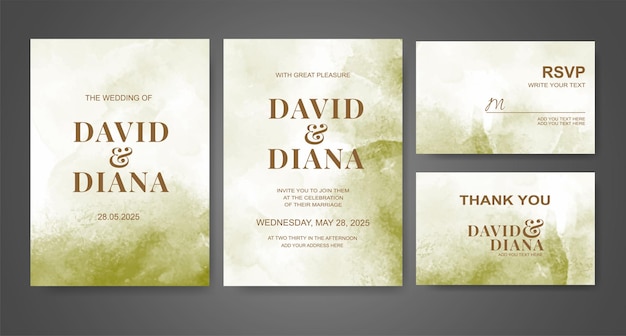 Invitación de boda con fondo de acuarela abstracta