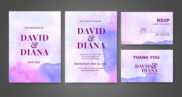 Invitación de boda con fondo de acuarela abstracta