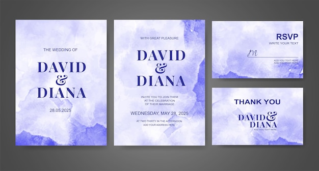 Invitación de boda con fondo de acuarela abstracta