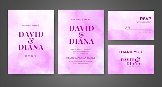Invitación de boda con fondo de acuarela abstracta
