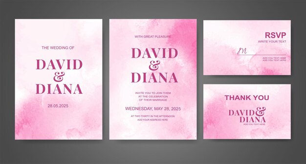Invitación de boda con fondo de acuarela abstracta