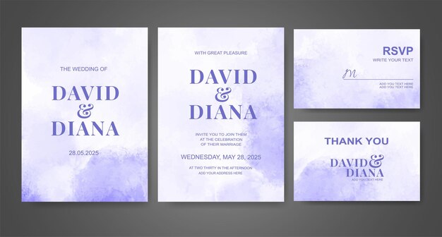 Invitación de boda con fondo de acuarela abstracta