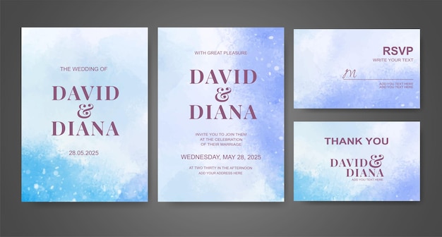 Invitación de boda con fondo de acuarela abstracta