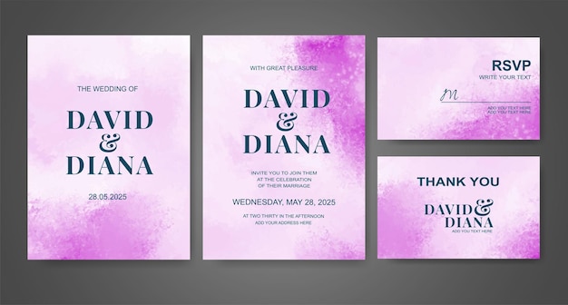 Invitación de boda con fondo de acuarela abstracta