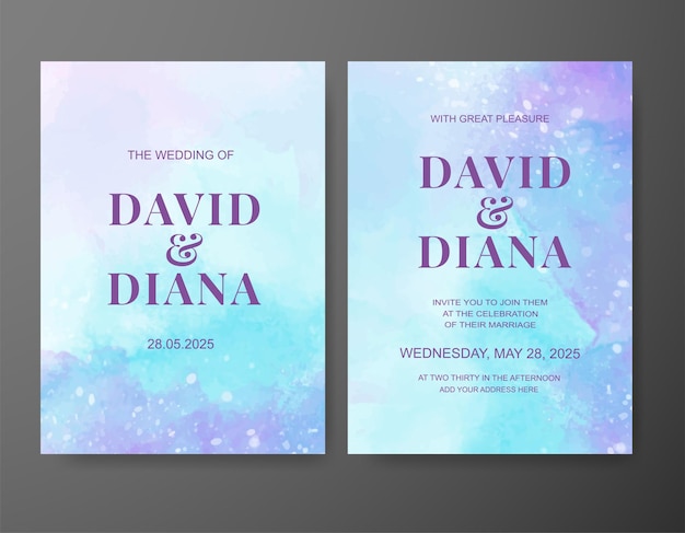 Invitación de boda con fondo de acuarela abstracta