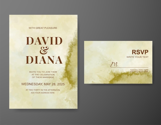 Invitación de boda con fondo de acuarela abstracta