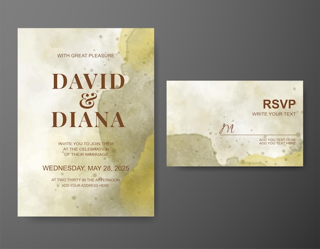 Invitación de boda con fondo de acuarela abstracta