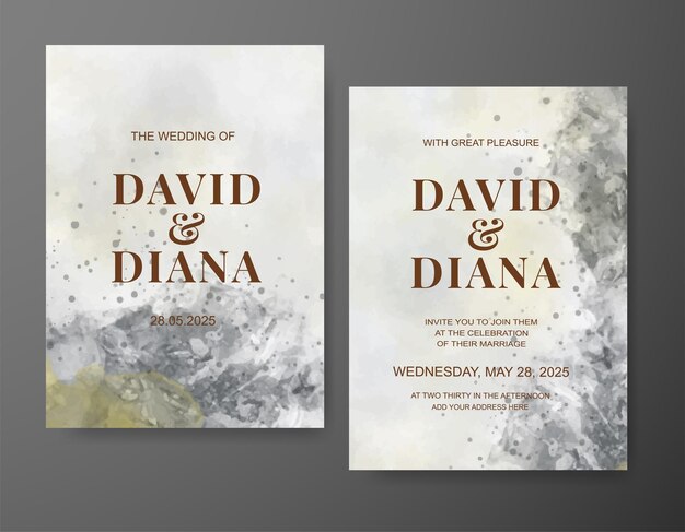 Invitación de boda con fondo de acuarela abstracta