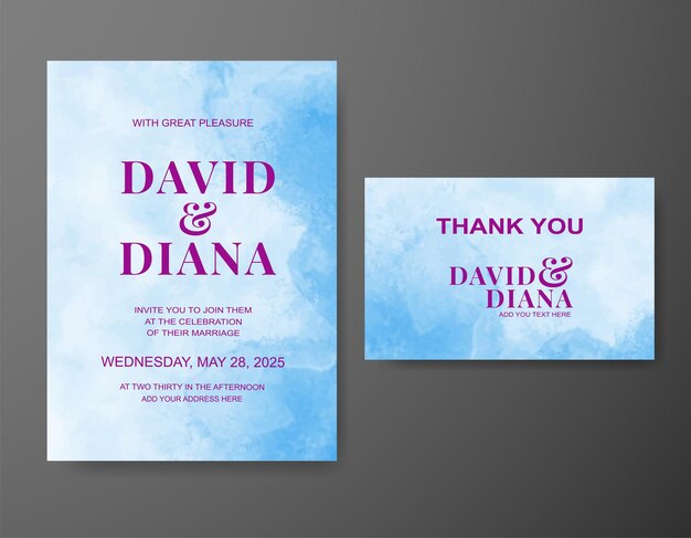 Invitación de boda con fondo de acuarela abstracta