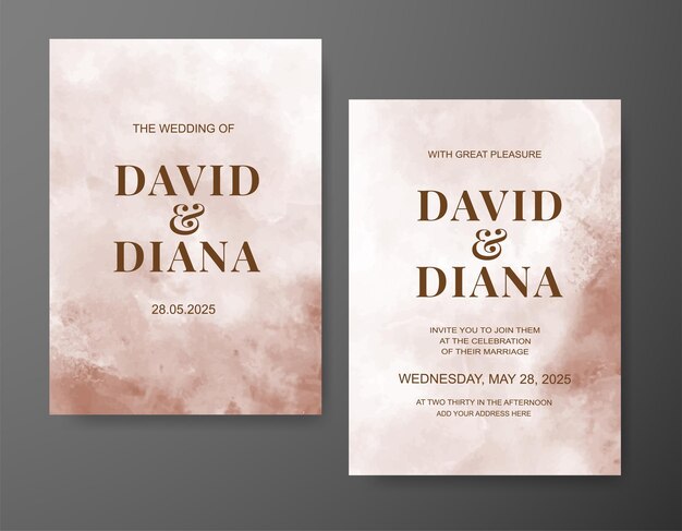 Invitación de boda con fondo de acuarela abstracta