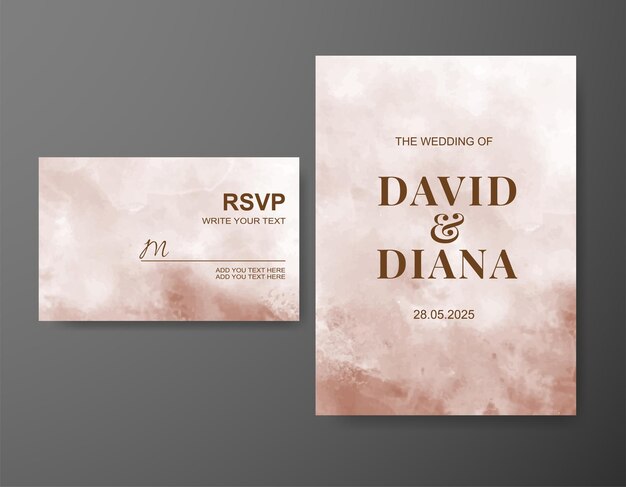 Invitación de boda con fondo de acuarela abstracta