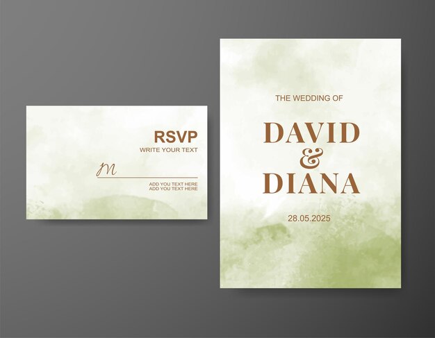 Invitación de boda con fondo de acuarela abstracta