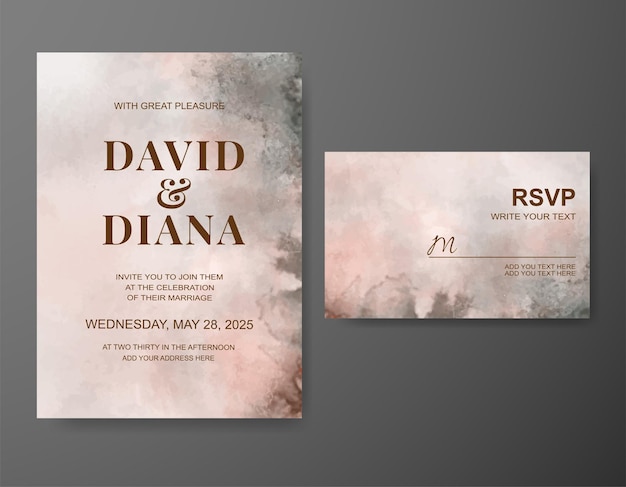 Invitación de boda con fondo de acuarela abstracta