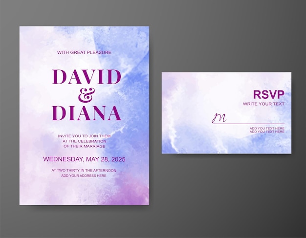 Invitación de boda con fondo de acuarela abstracta