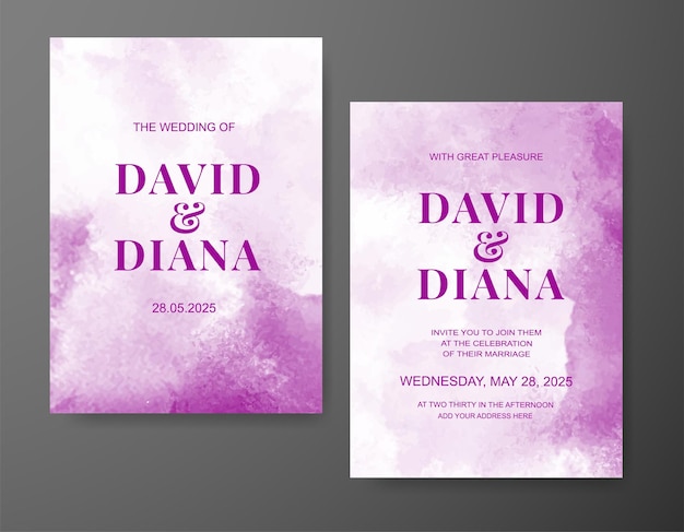 Invitación de boda con fondo de acuarela abstracta