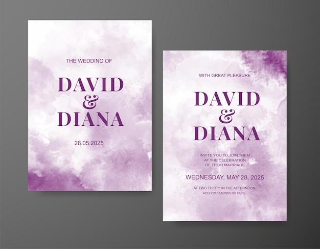 Invitación de boda con fondo de acuarela abstracta