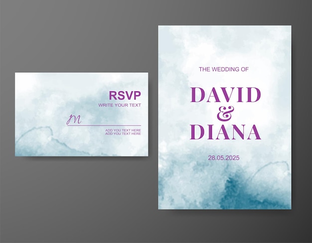 Invitación de boda con fondo de acuarela abstracta