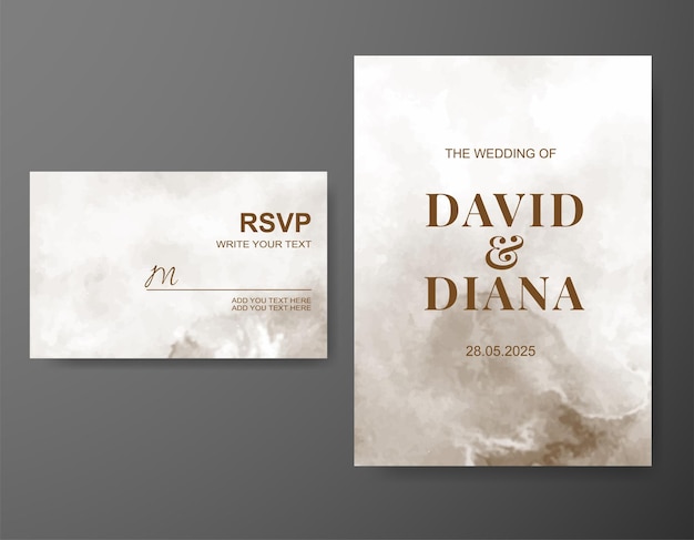 Invitación de boda con fondo de acuarela abstracta