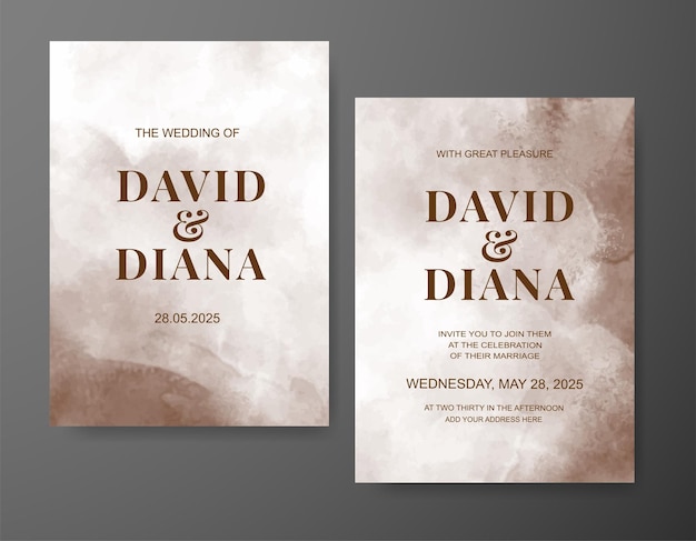 Invitación de boda con fondo de acuarela abstracta