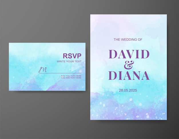 Invitación de boda con fondo de acuarela abstracta