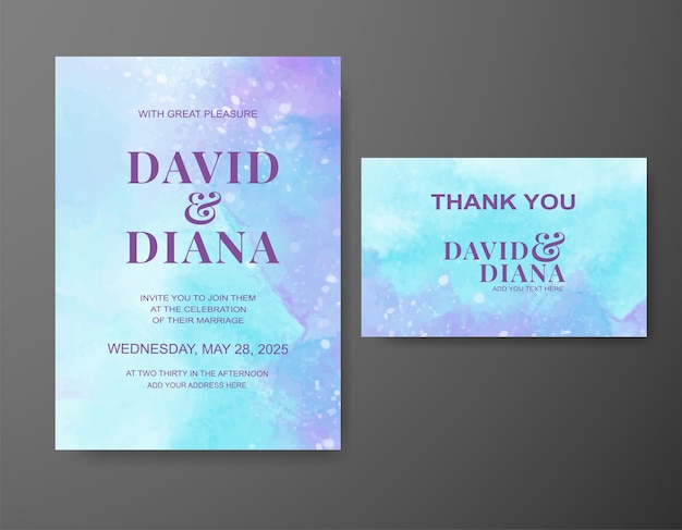 Invitación de boda con fondo de acuarela abstracta