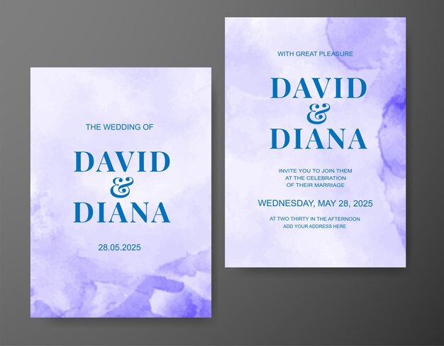 Invitación de boda con fondo de acuarela abstracta