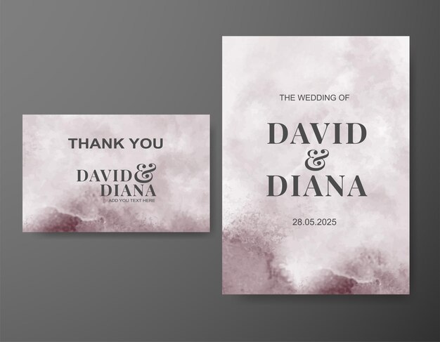 Invitación de boda con fondo de acuarela abstracta
