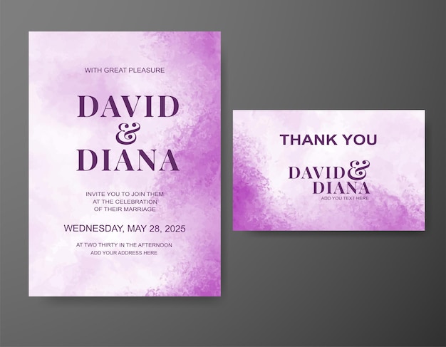 Invitación de boda con fondo de acuarela abstracta