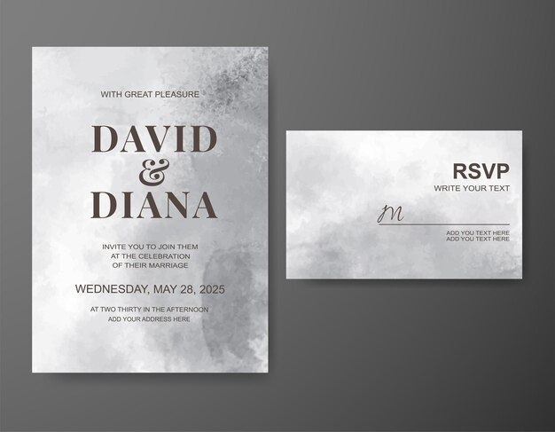 Invitación de boda con fondo de acuarela abstracta