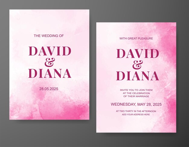 Invitación de boda con fondo de acuarela abstracta