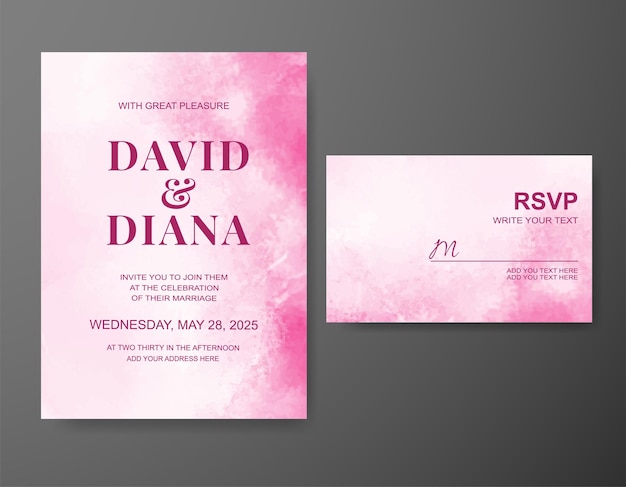 Invitación de boda con fondo de acuarela abstracta