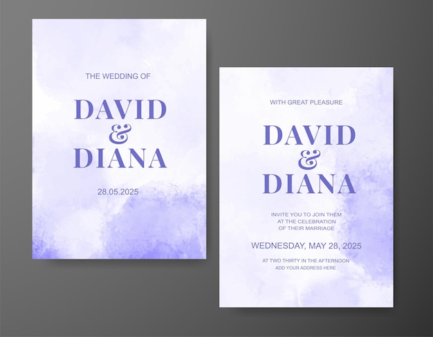 Invitación de boda con fondo de acuarela abstracta