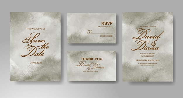 Invitación de boda con fondo de acuarela abstracta