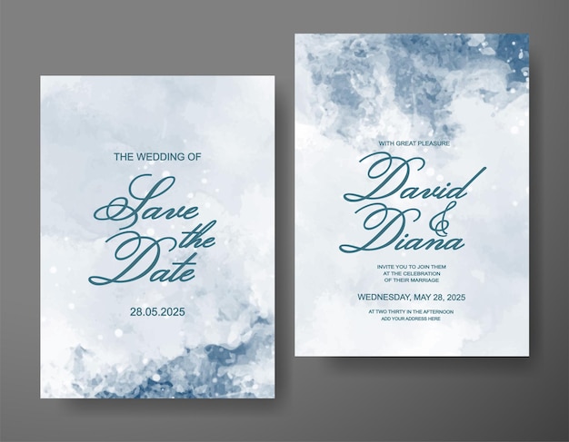 Invitación de boda con fondo de acuarela abstracta