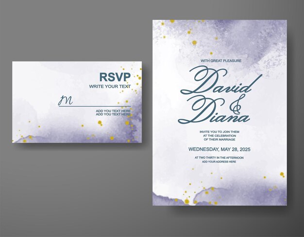 Invitación de boda con fondo de acuarela abstracta