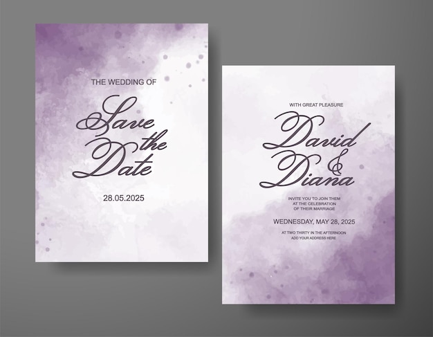 Invitación de boda con fondo de acuarela abstracta