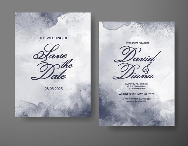 Invitación de boda con fondo de acuarela abstracta