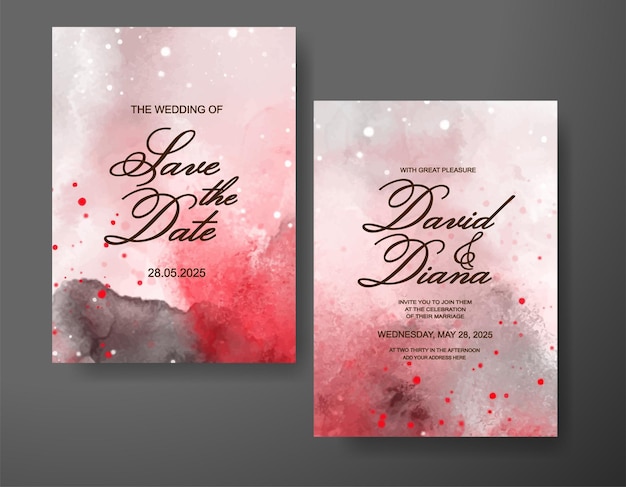 Invitación de boda con fondo de acuarela abstracta