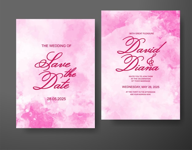 Invitación de boda con fondo de acuarela abstracta