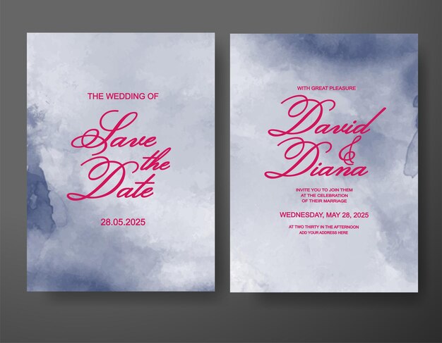 Invitación de boda con fondo de acuarela abstracta