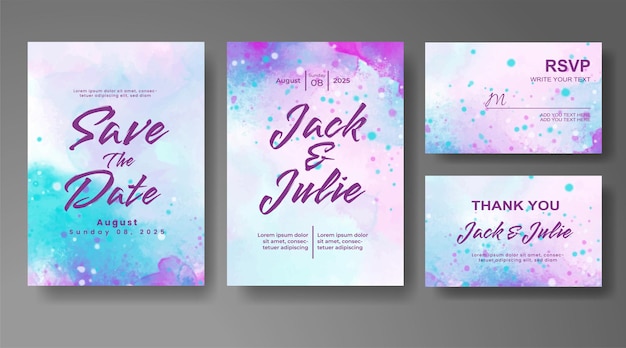 Invitación de boda con fondo de acuarela abstracta